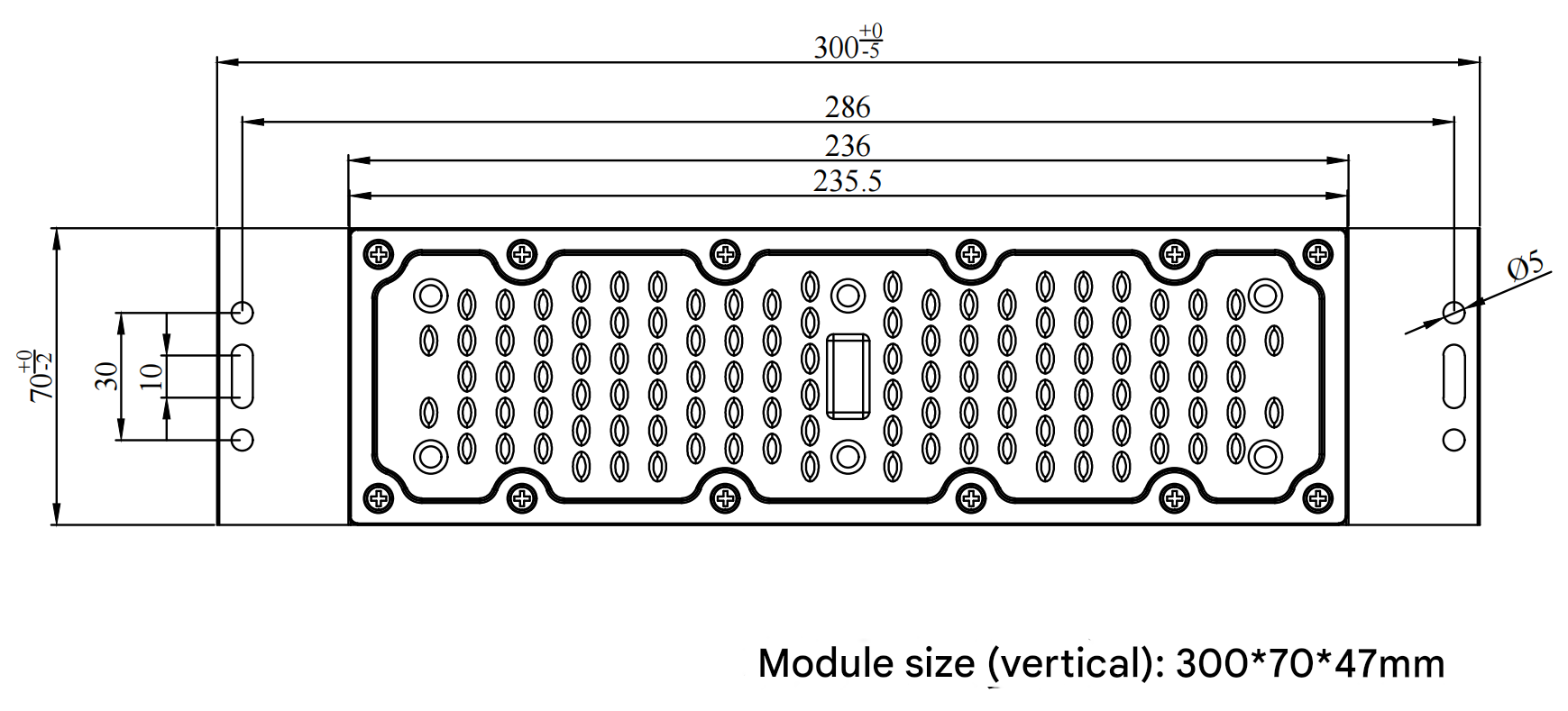 72 In one Power 60-80W 300×70×47mm, DC48V LED Module
