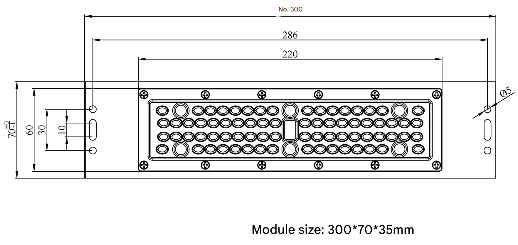 72 In one Power 50W 246×60×35mm, AC100-240V LED Module