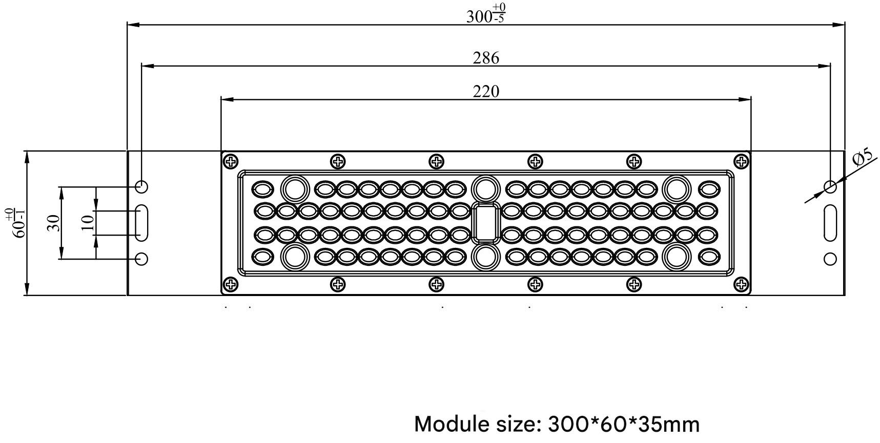 72 In one Power 80W 300×60×35mm, AC100-240V LED Module