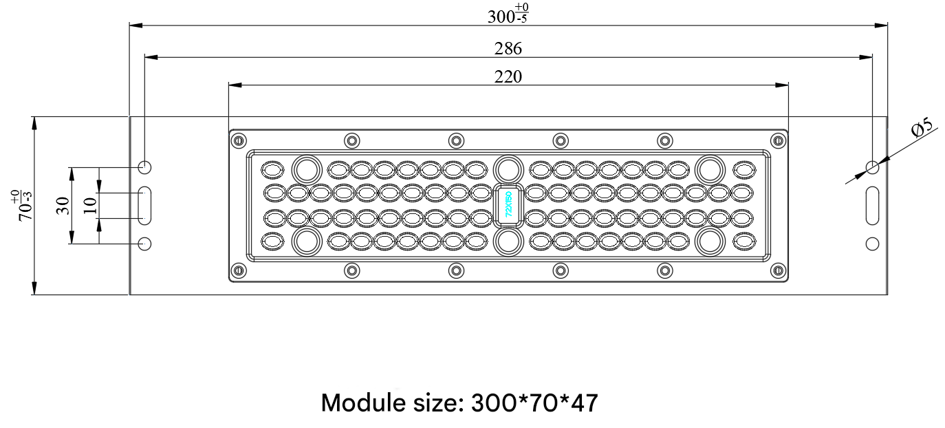 72 In one Power 120W 300×70×47mm, AC100-240V LED Module