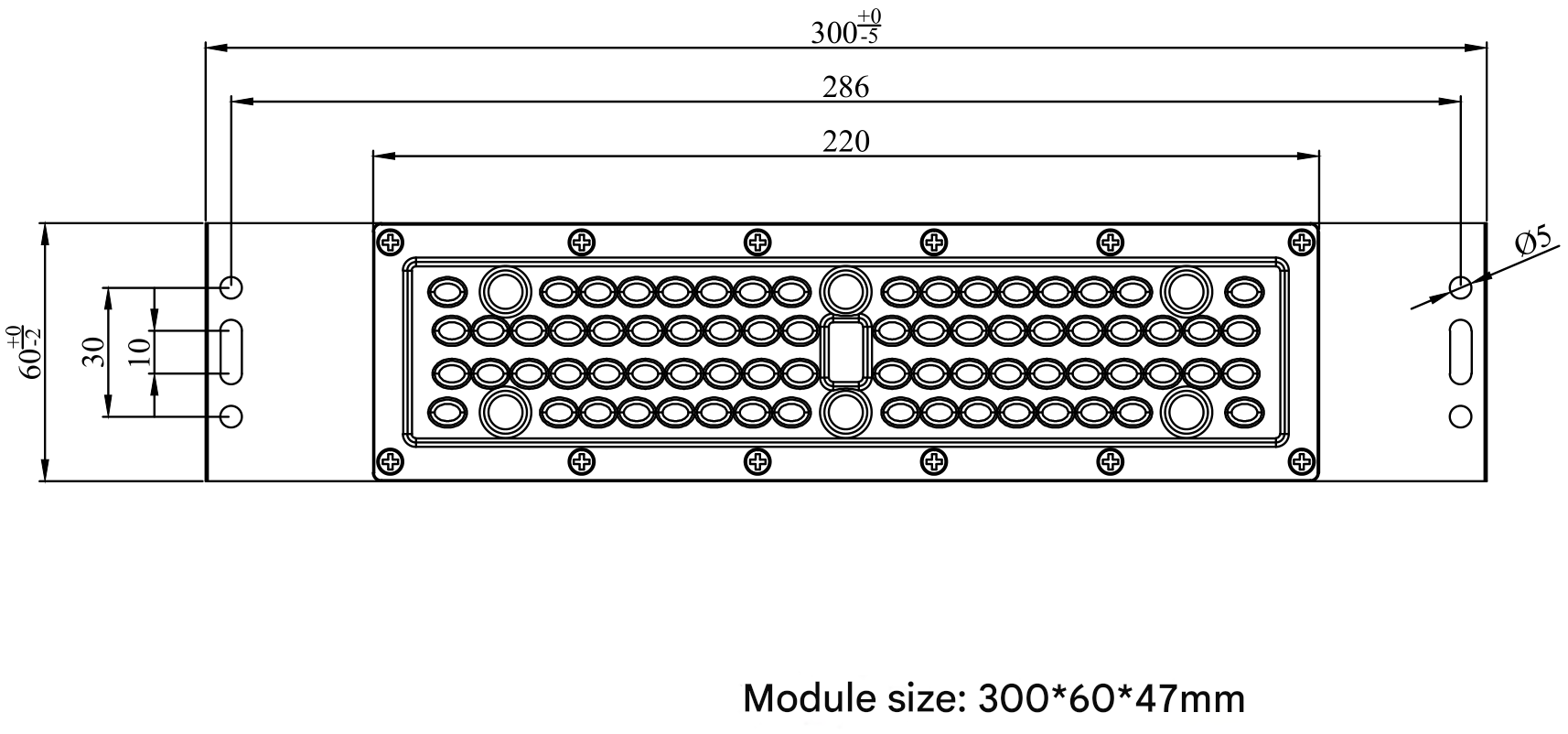 72 In one Power 200W 300×70×47mm, AC100-240V LED Module